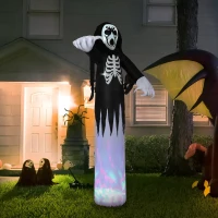 HOMCOM 12ft Halloween Inflatables Outdoor Decorations Skeleton Ghost, Blow Up LED Yard Decor for Garden, Lawn, Party, Holiday, Waterproof(m-10)