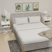 HOMCOM Floating Nightstands, Wall Mounted Bedside Tables Set of 2 with Drawer and Open Shelf, White(m-2)