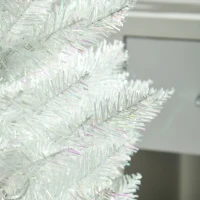 HOMCOM 6' Prelit Christmas Trees, Pencil Artificial Christmas Tree with Colorful Surface Branches, Colorful LED Lights, White(m-9)