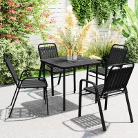 Outsunny Stackable Outdoor Dining Chairs Set of 4, for Patio, Balcony, Deck, Garden, Black(m-1)