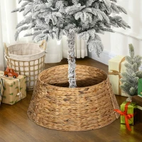 HOMCOM 24" Hyacinth Christmas Tree Base Cover, Hand Woven Christmas Tree Collar for Party, Holiday, Home Decoration, Natural(m-1)