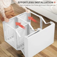 HOMCOM Portable Wardrobe, Foldable Clothes Storage Organizer with 3 Compartments, Hanging Rod, Magnet Doors, White(m-5)