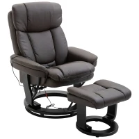 HOMCOM PU Leather Massage Recliner Chair with Ottoman 10 Point Vibration Swiveling Armchair, Brown(m-11)