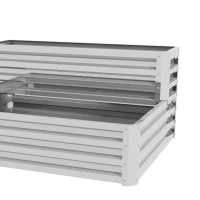 Outsunny 2 Tier Galvanized Raised Garden Bed, Steel Planter Box for Vegetables, Flowers, Herbs, 47" x 40" x 23", Silver(m-12)