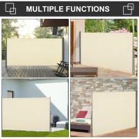 Outsunny 118" x 63" Retractable Side Awning Patio Outdoor Folding Privacy Screen with Resistance to UV Rays & Wind, Cream White(m-6)