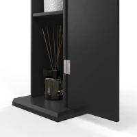 HOMCOM Small Toilet Paper Cabinet, Bathroom Corner Cabinet with Doors and Shelves for Paper Shampoo, Black(m-9)