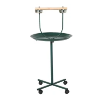 PawHut 48" Rolling T-Stand, Parrot Stand, Bird Training Activity Playground With Wheels and Perch,, Bird Play Perch, Green(m-11)