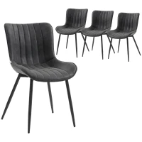 HOMCOM Dining Chairs Set of 4, PU Leather Upholstered Kitchen Chairs with Backrest and Steel Legs, Black(m-9)