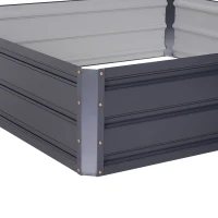 Outsunny 4' x 4' x 1' Raised Garden Bed Galvanized Steel Planter Box for Vegetables, Flowers, Herbs, Grey(m-10)