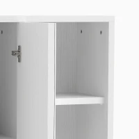 HOMCOM Bathroom Medicine Cabinet with Mirror, Wall Mount Mirror Cabinet with Open Shelves, White Wood Grain(m-10)