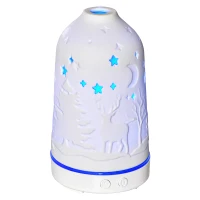 HOMCOM 100ml Ultrasonic Aromatherapy Diffuser, Essential Oils Humidifier with Ceramic Cover, 7 Colors LED Lights, Timer, White(m-11)