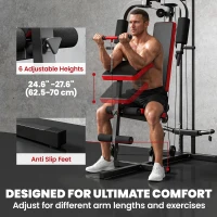 Soozier Home Gym Equipment, Multifunctional Weight Machine with Pulley System for Full Body Strength Training, Black(m-6)