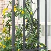 Outsunny 6.7' Steel Garden Arch Arbor with Scrollwork Hearts, Planter Boxes for Climbing Vines, Ceremony, Weddings, Party, Backyard, Lawn, Gray(m-21)