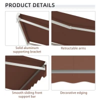 Outsunny 10' x 8' Electric Awning, Retractable Awning Sun Shade Shelter with Remote Controller, Manual Crank Handle and Aluminum Frame, for Deck, Balcony, Yard, Coffee(m-7)