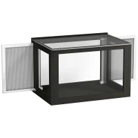 PawHut Catio Outdoor Cat Enclosure Adjustable Cat House Waterproof Top for Window 24" x18.5" x16.1" Black & White(m-9)