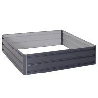 Outsunny 4' x 4' x 1' Raised Garden Bed Galvanized Steel Planter Box for Vegetables, Flowers, Herbs, Grey(m-2)
