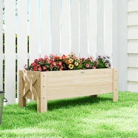 Outsunny 3.3 x 1.2 x 1.2 ft Garden Raised Bed Planter Grow Containers for Outdoor Patio Plant Flower Vegetable Pot, Natural(m-1)