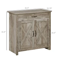 HOMCOM Farmhouse Sideboard Buffet Cabinet, Barn Door Coffee Bar Cabinet with Drawer and Adjustable Shelf for Kitchen, Living Room, Entryway, Gray(m-3)