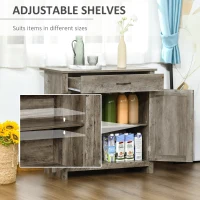 HOMCOM Farmhouse Sideboard Buffet Cabinet, Barn Door Coffee Bar Cabinet with Drawer and Adjustable Shelf for Kitchen, Living Room, Entryway, Gray(m-5)