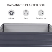 Outsunny 4' x 4' x 1' Raised Garden Bed Galvanized Steel Planter Box for Vegetables, Flowers, Herbs, Grey(m-4)