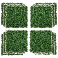 Outsunny 12 PCS Artificial Boxwood Panels Topiary Wall Greenery Backdrop, Privacy Hedge Screen 4 Layer Roll, Light Green(m-1)