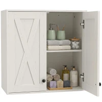 HOMCOM Modern Medicine Cabinet Wall Mounted, Bathroom Wall Cabinet with 2 Doors and Adjustable Shelf, White(m-13)