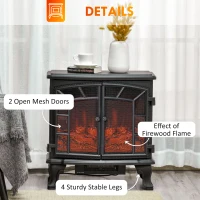 HOMCOM 27" Electric Fireplace Heater, Fireplace Stove with Realistic LED Flames and Logs, Remote Control and Overheating Protection, 750W/1500W, Black(m-7)