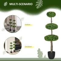 HOMCOM Set of 2 Artificial Boxwood Topiary Trees in Pots, 43.25" Artificial Plants Faux Trees for Home Office, Living Room Decor, Indoor & Outdoor(m-4)