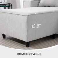 HOMCOM Corner Sofa with Reversible Chaise Lounge, Corduroy L-Shaped Sectional Sofa with Pocket Spring, Light Gray(m-6)