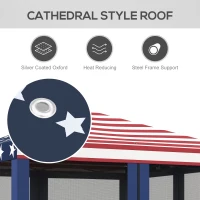 Outsunny 10' x 10' Outdoor Pop-Up Canopy with Sidewalls, Mesh Walls, Instant Setup for Party, Events, Patio, Lawn, American Flag(m-7)