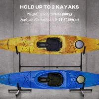 Soozier Freestanding Kayak Storage Rack with Adjustable Length, Heavy Duty Dual Kayak, SUP, Canoe, Paddleboard Rack for Indoor, Outdoor, Garage, Dock(m-4)