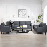 HOMCOM Loveseat Sofa, Modern Couch with Pocket Spring, Linen Upholstered, Thick Padded, Charcoal Grey(m-7)