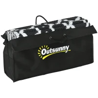 Outsunny Reversible Outdoor Rug Carpet RV Camping Rugs with Carry Bag, 8' x 10', Black & White Clover(m-9)