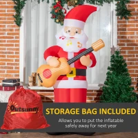 Outsunny 6ft Christmas Inflatables Outdoor Decorations Guitar-playing Santa Claus with Musical Notes Beard, Blow-Up LED Yard Christmas Decor for Lawn Garden Party(m-12)