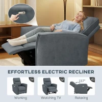 HOMCOM Power Recliner Chair, Dyed Fabric (Like Leathaire) Upholstered Recliner Chair with USB Ports, Footrest, Charcoal Grey(m-4)