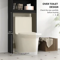 HOMCOM Over The Toilet Storage Shelf, Modern Bathroom Above Toilet Storage with Barn Doors and Open Shelf, Black(m-5)