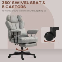 HOMCOM 396lbs. Big and Tall Office Chair, Executive Office Chair with Footrest, Lumbar Support, and Reclining Function, Gray(m-9)