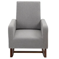 HOMCOM Accent Lounge Rocking Chair with Solid Curved Wood Base and Linen Padded Seat, Grey(m-11)