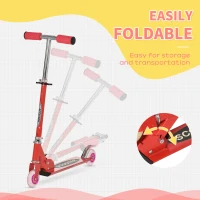 Qaba Snow Scooter, 2 in 1 Design Adjustable Height Scooter Snow Sled for Kids Aged Over 7 Years Old, Foldable Kids Sled Ski Scooter with Wheels Blades, Red(m-6)
