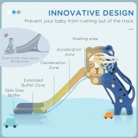 Qaba 3 in 1 Slide for Toddlers, Kids Slide Playset with Basketball Hoop, Climber, for 18-36 Months, Blue(m-6)