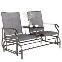 Outsunny Patio Glider Rocking Chair 2 Person Outdoor Loveseat Rocker Garden Furniture Bench, Grey(m-2)