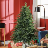 HOMCOM 5 Ft Artificial Christmas Tree with Foldable Metal Stand, Easy Assembly, Hinged Xmas Tree for Home Office Holiday(m-2)