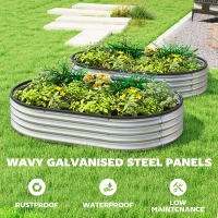 Outsunny 2Pcs Galvanized Raised Garden Bed, 4 x 3 x 1 ft Modular Metal Garden Beds with Rubber Strip Edging, Silver(m-5)