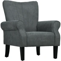 HOMCOM Fabric Accent Chair, Modern Armchair with Wood Legs, Dark Gray(m-11)