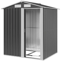 Outsunny 5ft x 4ft Garden Metal Storage Shed, Tool Storage Shed with Top Vents, Sliding Door, Sloped Roof and Foundation Kit for Garden, Patio, Lawn, Dark Grey(m-2)