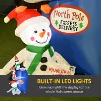 HOMCOM 6ft Christmas Inflatables Outdoor Decorations North Pole Mailbox with Penguins and Snowman, Blow-Up Yard Christmas Decor with LED Lights Display(m-4)