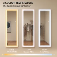 HOMCOM LED Mirror with Dimmable and 3 Colour Lights, 64" x 21" Rectangular Full Body Mirror for Bedroom Living Room, Pink(m-4)