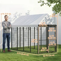 PawHut 8' x 4' x 6' Large Dog Kennel Outdoor with 3 Doors, 420D Waterproof Cover, Secure Lock(m-3)