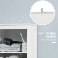 kleankin Tall Bathroom Storage Cabinet, Free Standing Bathroom Cabinet Slim Side Organizer w/ 3-Tier Open Shelf, Door, and Drawer, White(m-6)