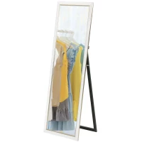 HOMCOM Floor Standing Mirror, Full Body Mirror, Free Standing, Leaning or Wall Mirror with Frame for Bedroom, White(m-2)